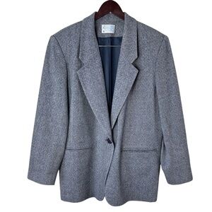 Pendleton Vintage 100% Wool Basketweave Blazer Blue Made In USA Women’s Size 18W